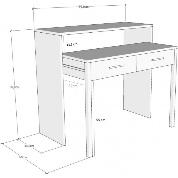 Skrivbord Maida utdragbart vit - 99 cm Skrivbord Maida utdragbart vit - 99 cm