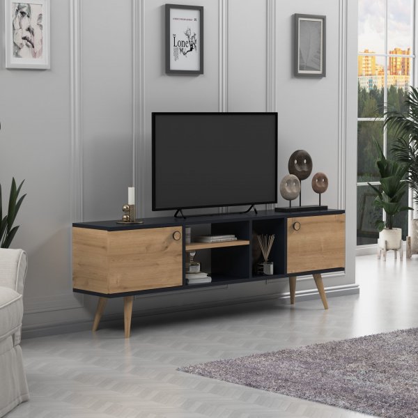 Ewo TV-bänk - Antracit/ek Ewo TV-bänk - Antracit/ek