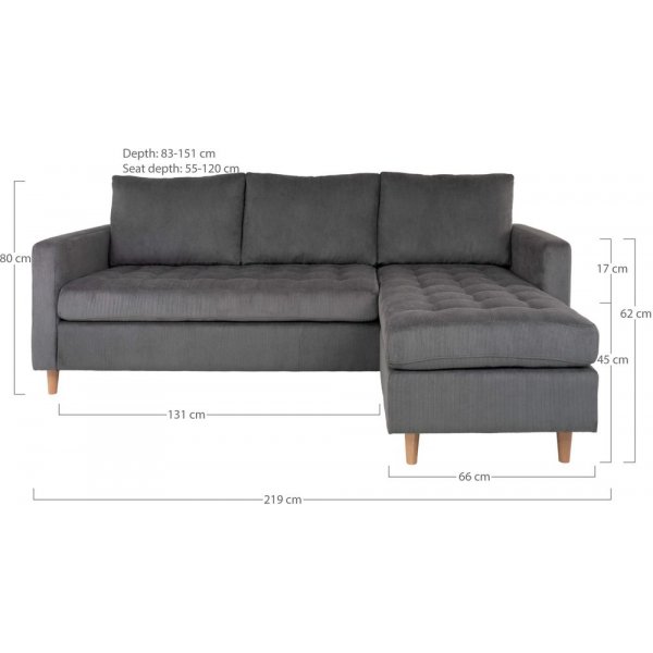 Firenze Divansoffa - M�rkgr�/bok