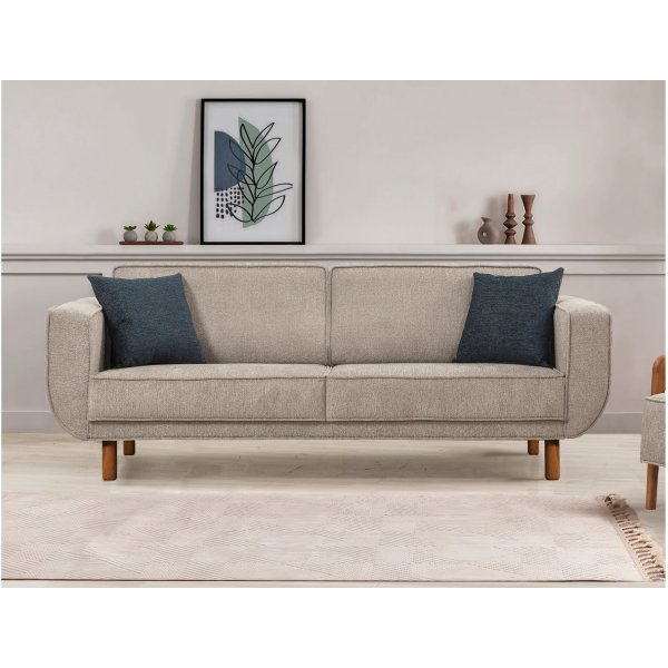 Canapé lit Berjer 3 places - Gris/noyer Canapé lit Berjer 3 places - Gris/noyer