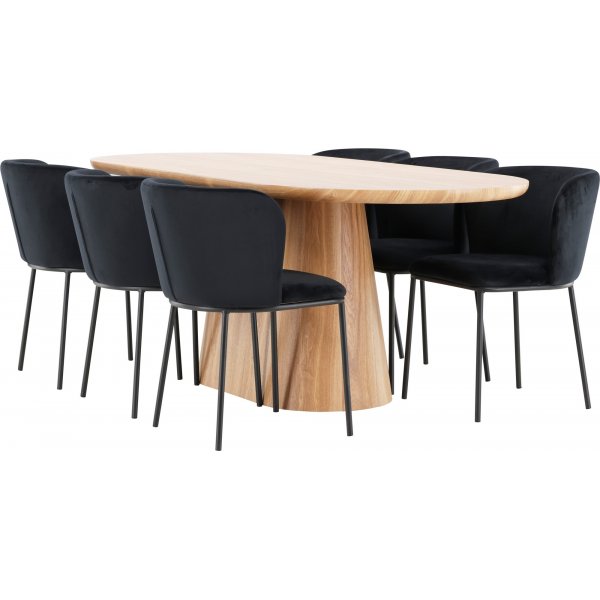 Matbord Stjärnö med 6 st Edina stolar - Svart + 4.00 x Möbeltassar Matbord Stjärnö med 6 st Edina stolar - Svart + 4.00 x Möbeltassar