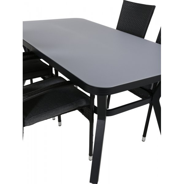 Virya utematgrupp med 4 st Anna stolar - Svart/Grå Virya utematgrupp med 4 st Anna stolar - Svart/Grå