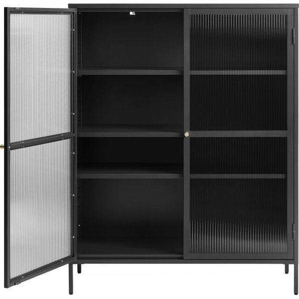 Armoire en métal noir Dobb avec portes vitrées Armoire en métal noir Dobb avec portes vitrées
