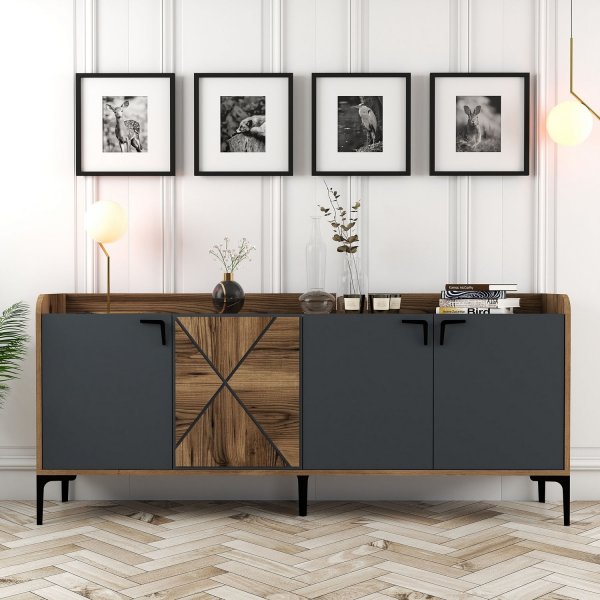 Buffet Vendela - Noyer/anthracite Buffet Vendela - Noyer/anthracite