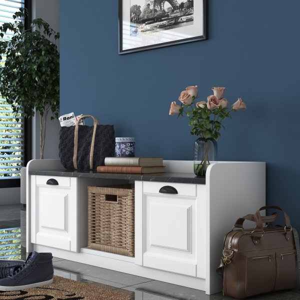 Peto skoskåp - Vit/svart marmor Peto skoskåp - Vit/svart marmor