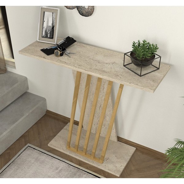 Table en relief par gravité - Or/travertin Table en relief par gravité - Or/travertin