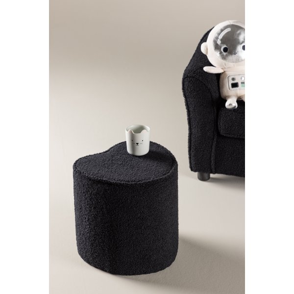 Heart sittpuff - Svart teddy Heart sittpuff - Svart teddy