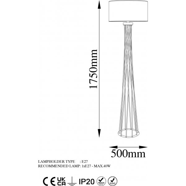 Lampadaire Alta 13470 - Noir Lampadaire Alta 13470 - Noir