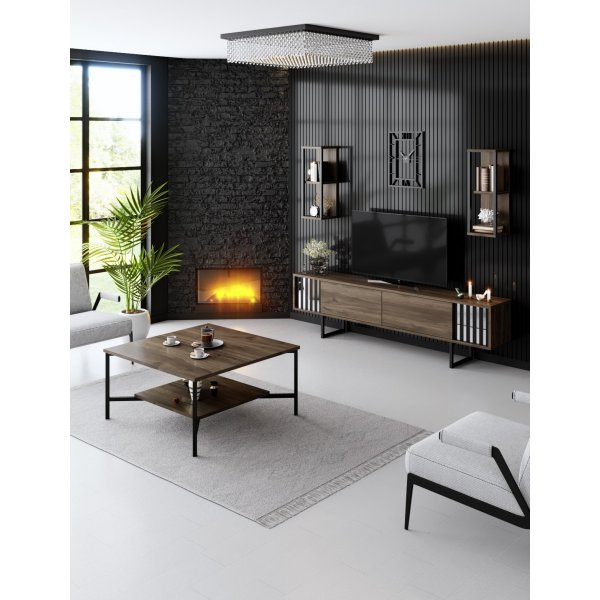 Erki soffbord 80 x 80 cm - Valnöt/svart Erki soffbord 80 x 80 cm - Valnöt/svart