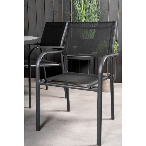 Parma utematgrupp med 6 st Santorini stolar - Svart/Gr