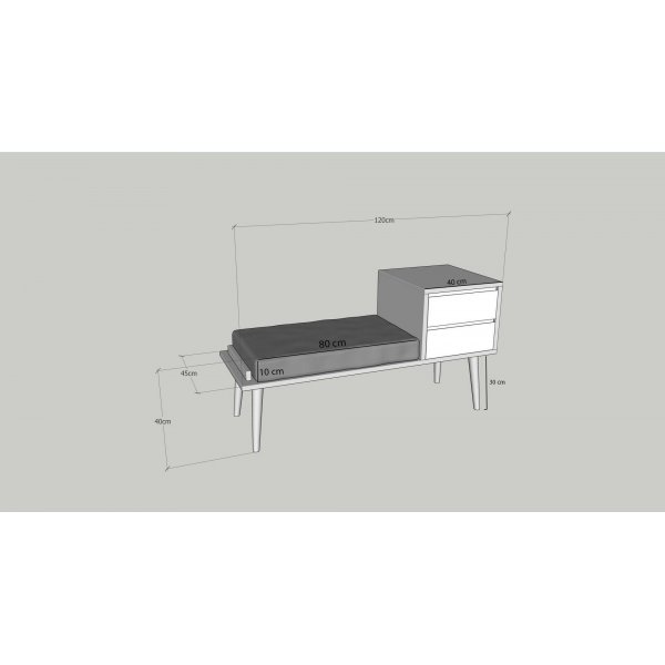 Zuurbank - Walnoot/antraciet