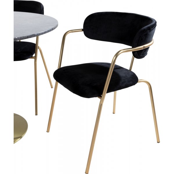 Tell karmstol - Svart/mssing