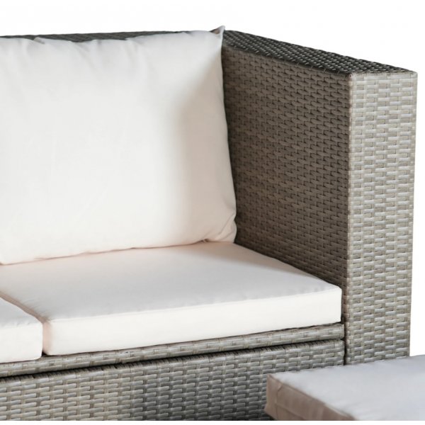 Key West utegrupp; hrnsoffa med bord, fotpallar och frvaring - Brun konstrotting