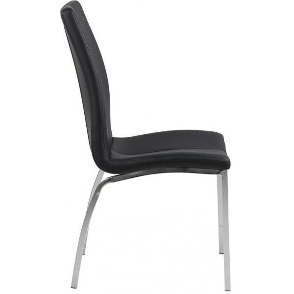 Chaise de salle à manger Asama - Noir PU/chrome Chaise de salle à manger Asama - Noir PU/chrome
