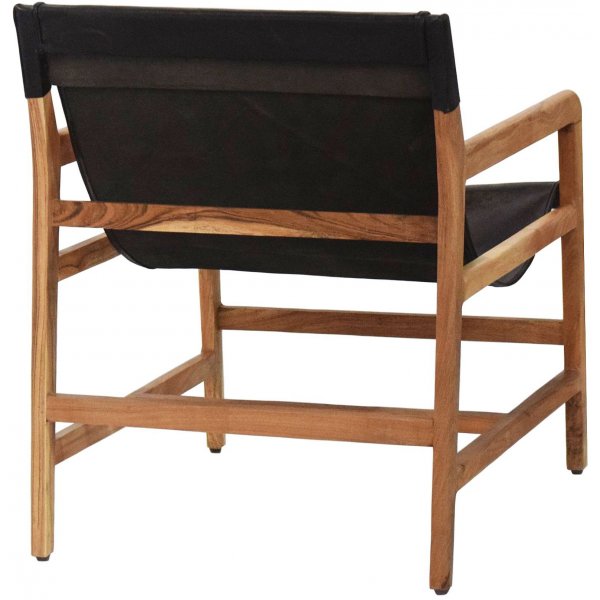 Fauteuil Porto en teck / Cuir Aniline Noir + Détachant pour meubles Fauteuil Porto en teck / Cuir Aniline Noir + Détachant pour meubles