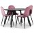 Groupe  manger Rosvik, table  manger avec 4 chaises en velours Carisma - Rose/Noir