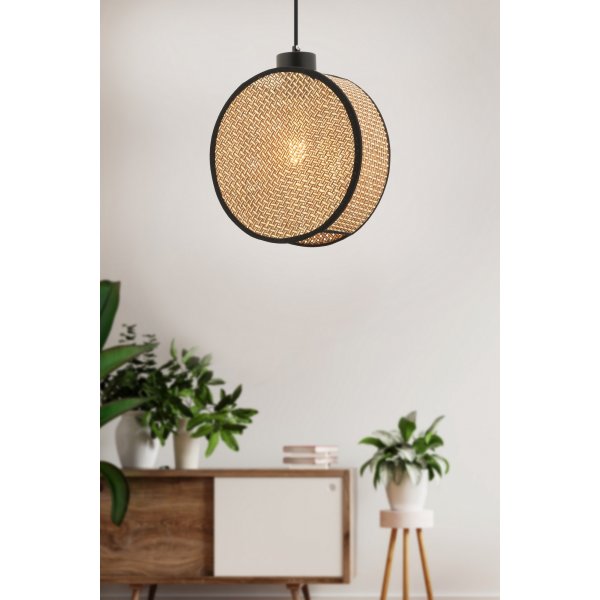 Drum taklampa - Beige/svart