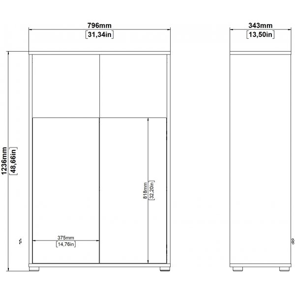 Bibliothèque basse avec portes Sign - Gris mat/hickory Bibliothèque basse avec portes Sign - Gris mat/hickory