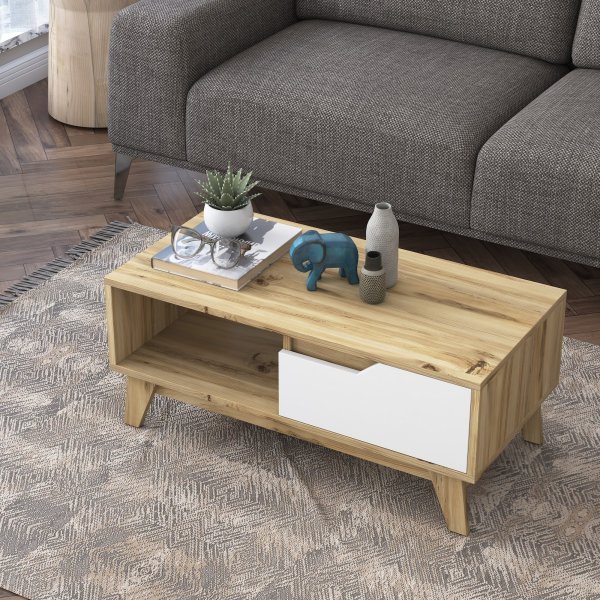 Abby soffbord 90x45 cm - Ek/vit