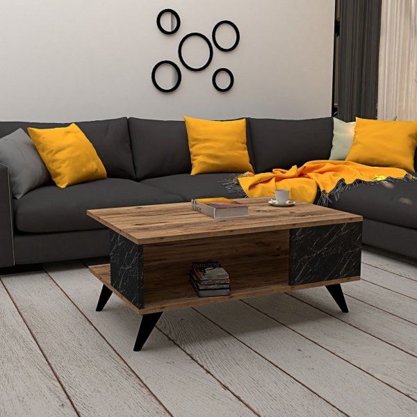 Table basse Yuka 90 x 60 cm - Noyer/noir Table basse Yuka 90 x 60 cm - Noyer/noir