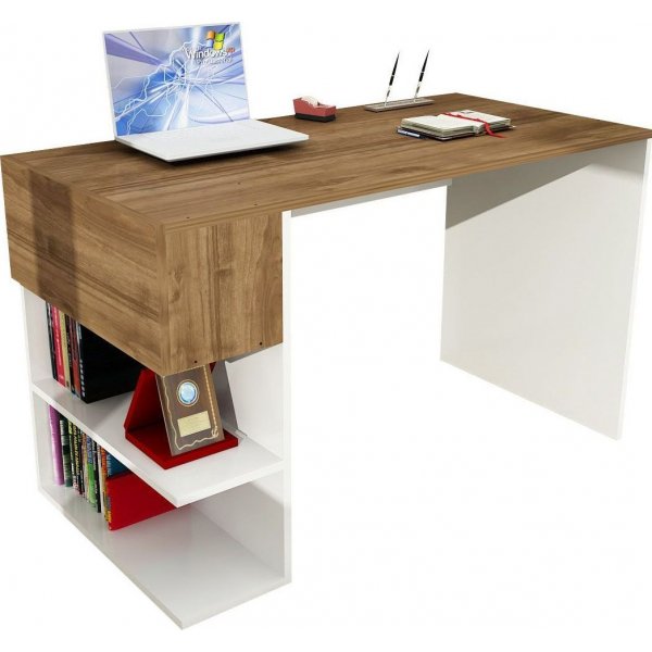 Alphonzo skrivbord 121,8x60 cm - Vit/valnt