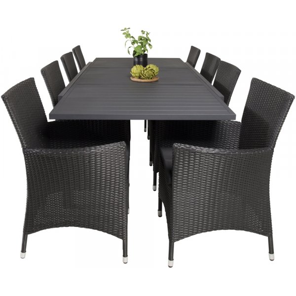 Marbella utematgrupp med 8 st Knick stolar - Svart