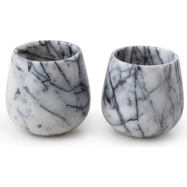 Kaffekoppar i vit marmor från Sicilien 2 delar Kaffekoppar i vit marmor från Sicilien 2 delar