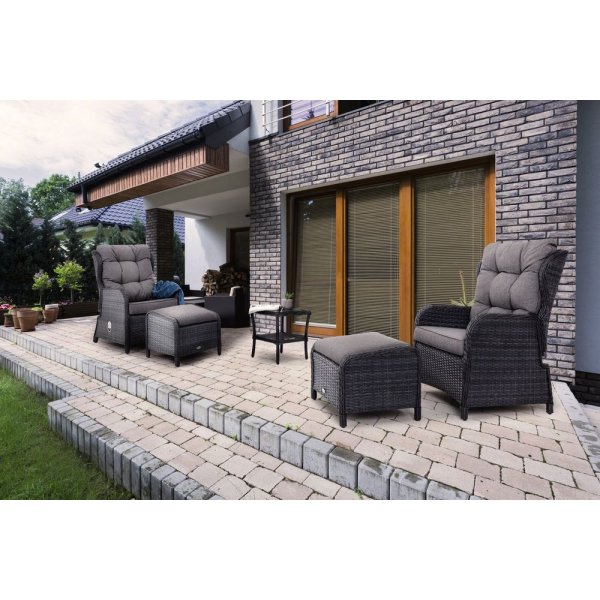 St�llbar f�t�lj Sofia med fotpall & bord - Gr�/gr� melerad