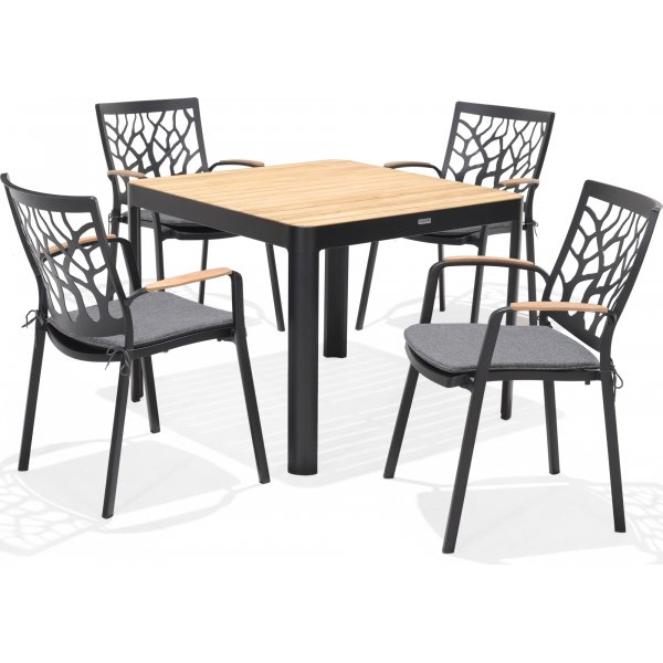 Portals eetgroep 3 - Zwart/teak Portals eetgroep 3 - Zwart/teak