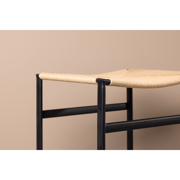 Tabouret de bar Polly - Noir/rotin