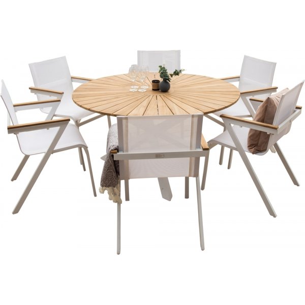 Mexico utematgrupp med 6 st Mexico stolar - Natur/Vit