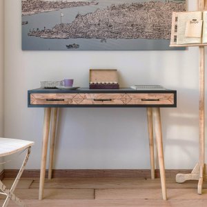 Milano bureau 105x55 cm - Antraciet/grenen