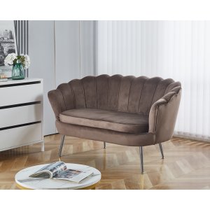 Kingsley 2-sits soffa brun sammet med kromade ben Kingsley 2-sits soffa brun sammet med kromade ben