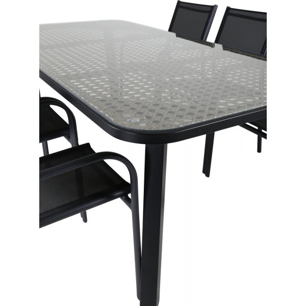 Paola utematgrupp med 6 st Santorini stolar - Svart/Natur