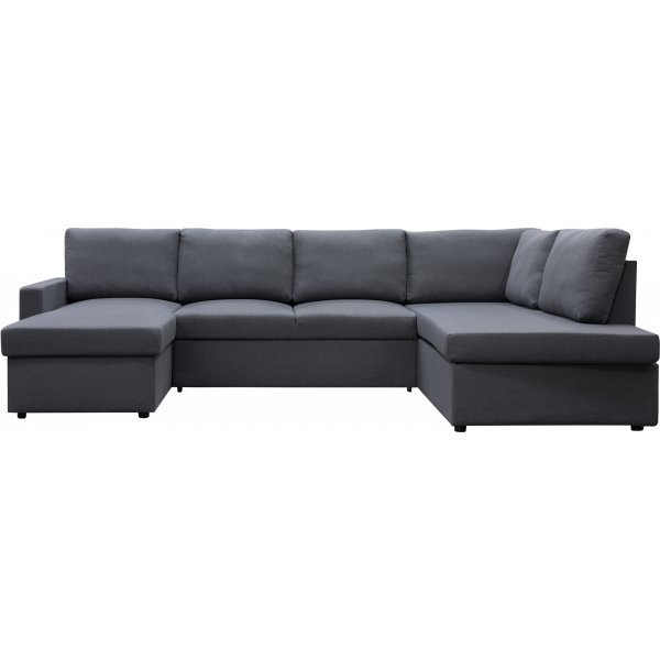 Bddsoffa U-modell mrkgr - Trn + Textilrengring fr mbler