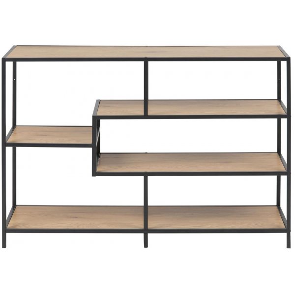 Lincoln bokhylla A - Ek/svart - 5 hyllor