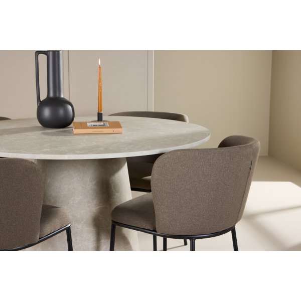 Matbord Lanzo med 4 st Edina stolar - Svart/brun/beige + 3.00 x Mbeltassar