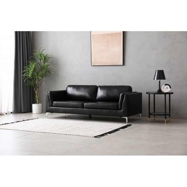 Soffa 3-sits svart PU - Cansas