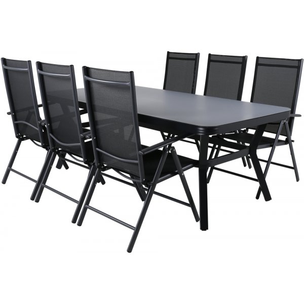 Groupe repas extérieur Virya avec 6 chaises Break - Noir/Gris Groupe repas extérieur Virya avec 6 chaises Break - Noir/Gris
