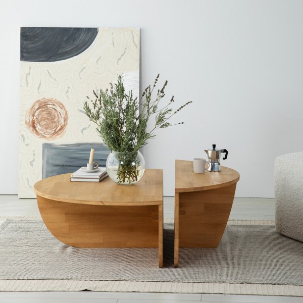 Podium 2 tables basses 90 x 90 cm - Chêne Podium 2 tables basses 90 x 90 cm - Chêne