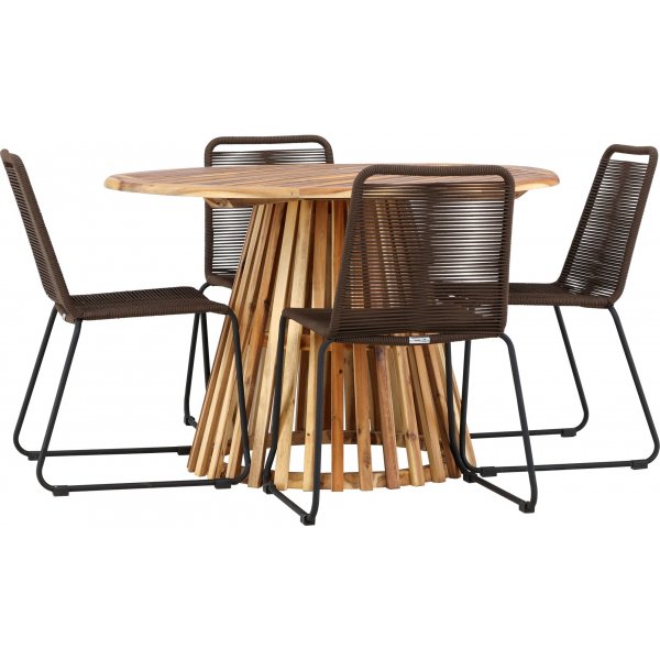 Lumpur rund matgrupp med 4 st Lindos stolar - Brun/svart + 4.00 x Stolsdyna Lumpur rund matgrupp med 4 st Lindos stolar - Brun/svart + 4.00 x Stolsdyna