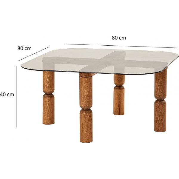 Table basse Kei 80 x 80 cm - Noyer/bronze