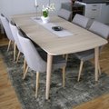 Nordli matbord med Nordli stolar. Fantastisk fin kvalité och en mycket bra kontakt med Trendrum gjorde att vi fick dessa möbler lagom till jul. Tack Trendrum att ni ordnade detta! Nordli Matstol - Grå sits / Vitoljad ek
