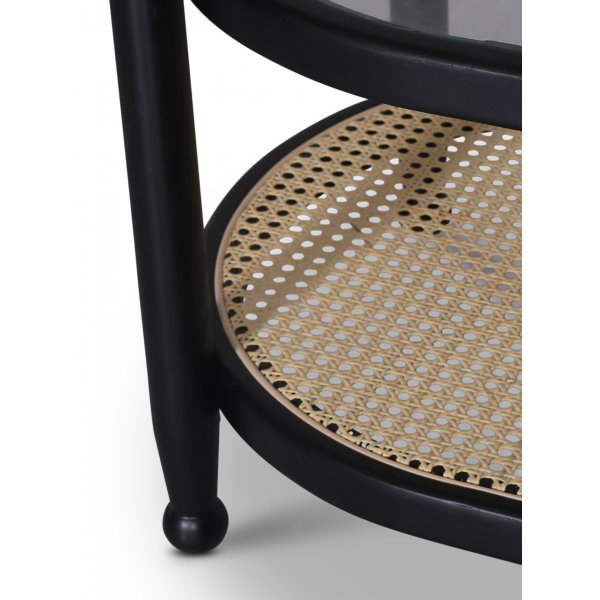 Nemo ovalt soffbord i rotting med glasskiva 100 x 48,5 cm + M�beltassar