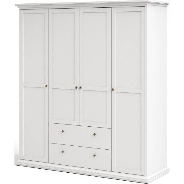 Armoire Paris avec 4 portes et 2 tiroirs - Blanc Armoire Paris avec 4 portes et 2 tiroirs - Blanc