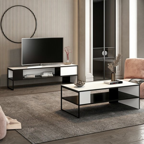 Concord salontafel 120 x 60 cm - Wit/zwart Concord salontafel 120 x 60 cm - Wit/zwart