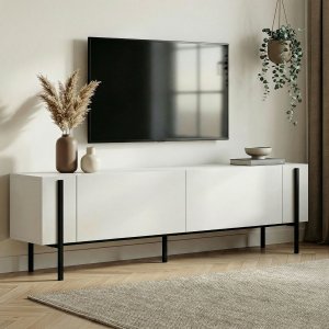 TV-b�nk Nemming 180 cm - Vit/svart