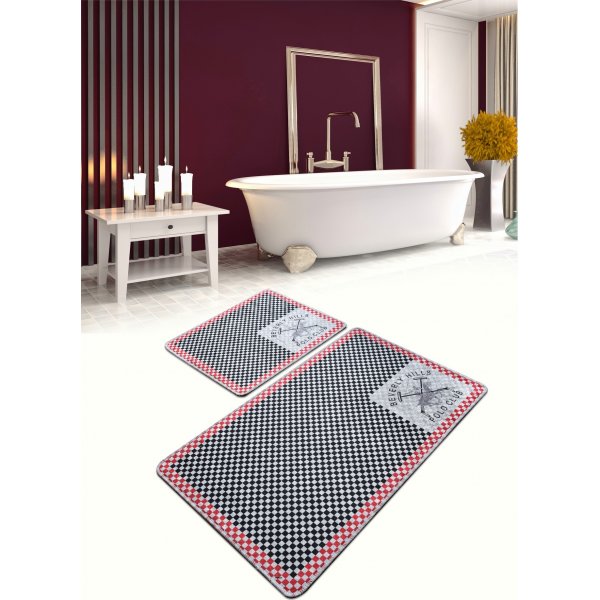 Polo badrumsmatta - Svart/rosa Polo badrumsmatta - Svart/rosa