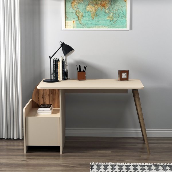 Bureau Suave 125,2 x 60 cm - Noyer clair/beige Bureau Suave 125,2 x 60 cm - Noyer clair/beige