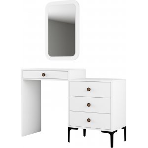 Coiffeuse Lizbon avec miroir 124 x 40 cm - Blanc